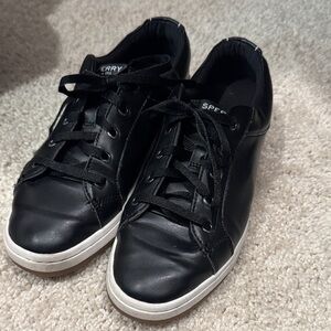 Sperry Women’s Topsider Black Leather Sneakers